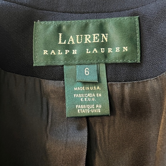 VTG Ralph Lauren Navy WOOL Blazer Embroidered Crest Patch Women's Size 6 Preppy - Picture 8 of 16